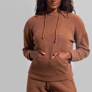 Buffbunny Size M Looped Yarn Hoodie Sweatshirt Brown Comfy Lounge Minimalist NWT
